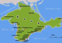 Detaljerad karta över Krim med de största semesterortsstäderna